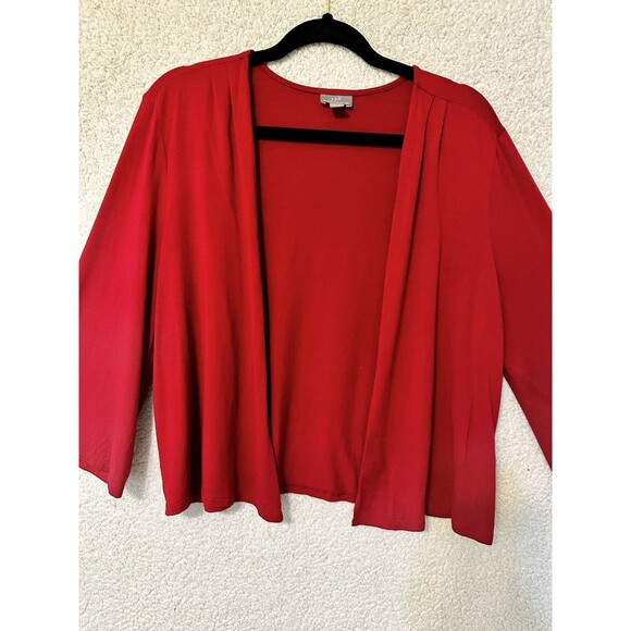 J. Jill‎ Wearever Collection Open Front Shawl Cardigan Sweater Large Red - Picture 2 of 11